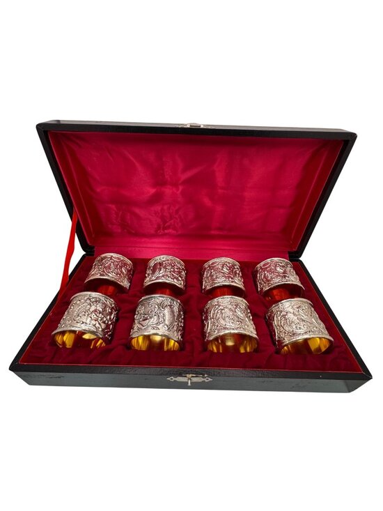 Corbell & Co Other - Corbell Cherub Silver Plated Napkin Rings Set Of 8 s Intricate Relief Made Japan